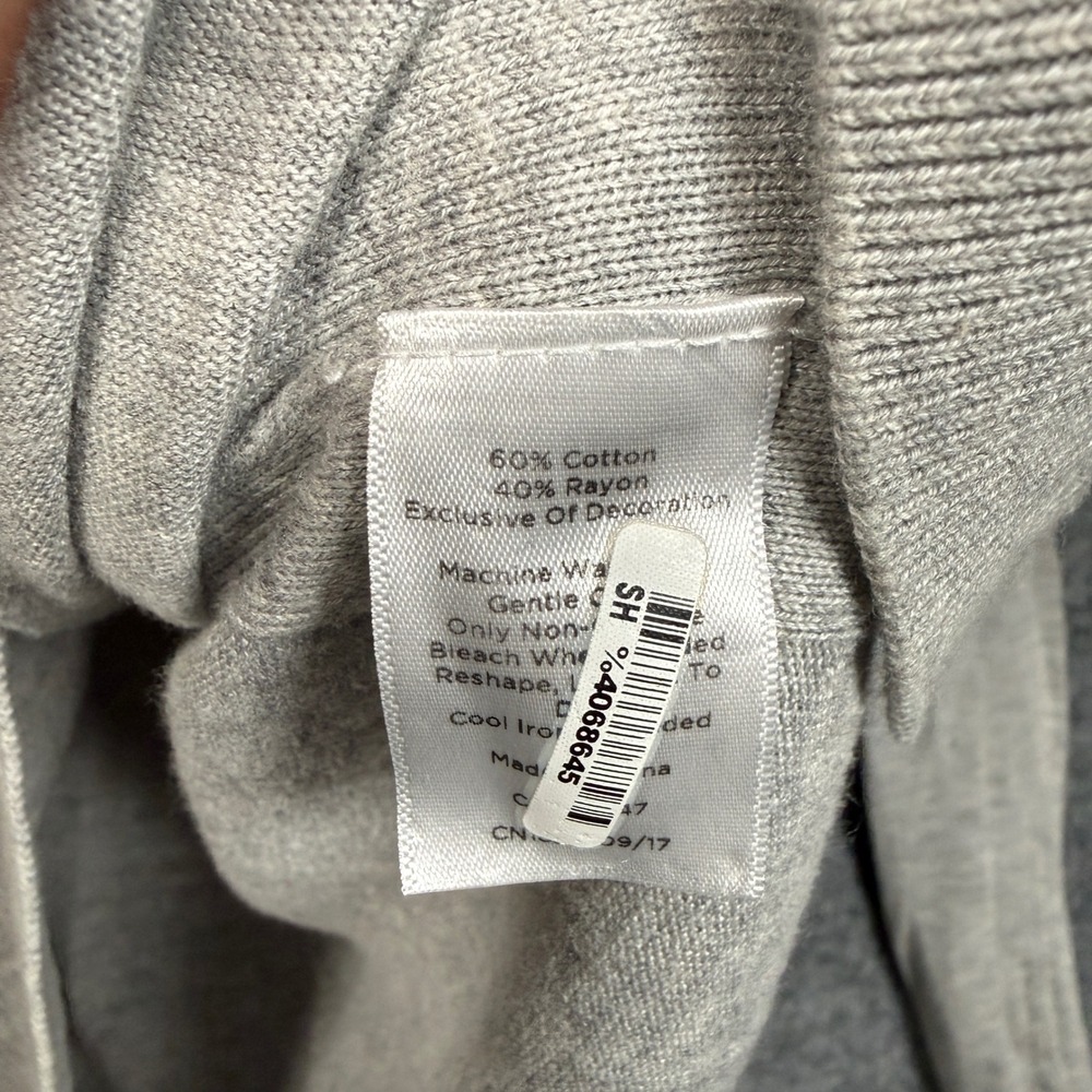 Talbots Size Medium Flamingo Sweater Gray Heathered‎ Cotton Rayon Long Sleeves - Picture 7 of 9
